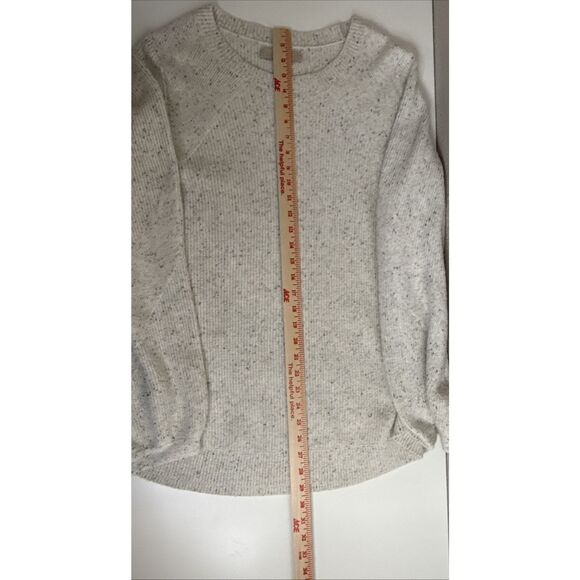 LOFT Size XL Sweater Oversized White Gray Pullover Soft Cotton Blend Long Sleeve - Picture 9 of 11